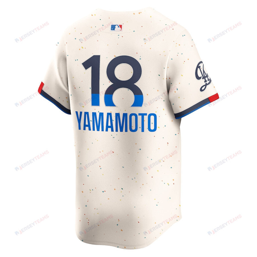 Yoshinobu Yamamoto 18 Los Angeles Dodgers 2024 City Connect Limited Men Jersey - Cream