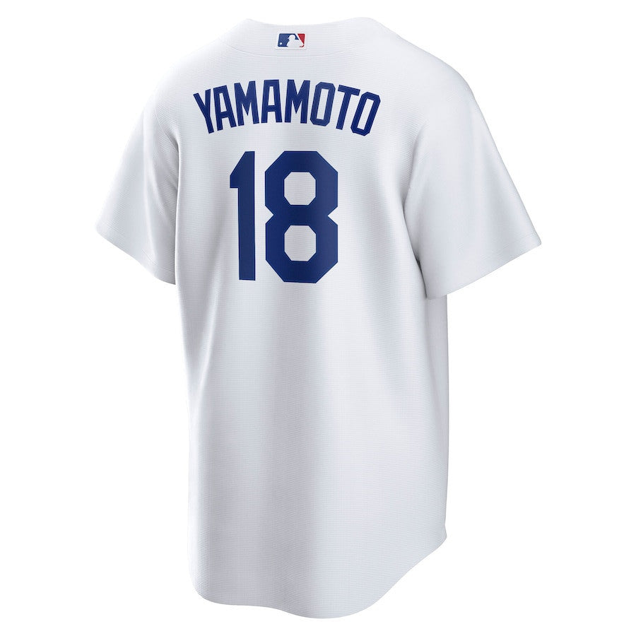 Yoshinobu Yamamoto 18 Los Angeles Dodgers 2024 World Series Home Player Men Jersey - White