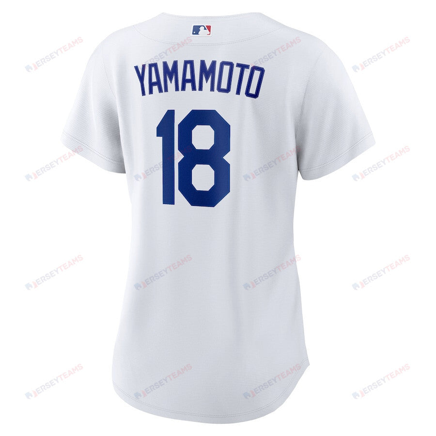 Yoshinobu Yamamoto 18 Los Angeles Dodgers Women's 2024 World Series Home Jersey - White
