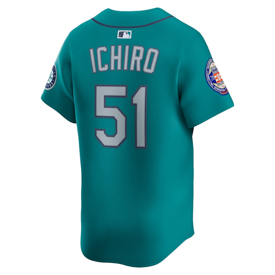 Ichiro Suzuki 51 Seattle Mariners 2025 National Baseball Hall of Fame Alternate Limited Player Men Jersey - Aqua