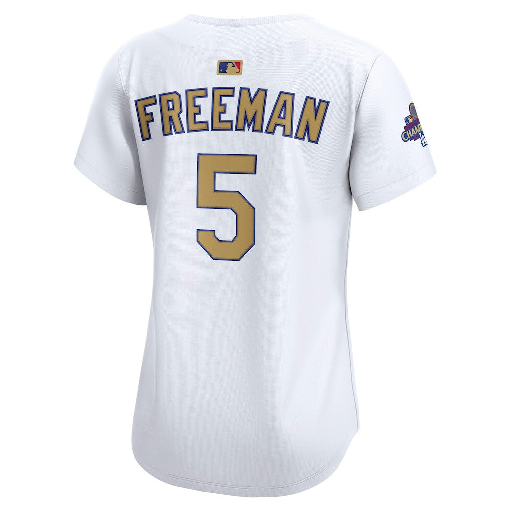 Freddie Freeman 5 Los Angeles Dodgers Women's 2025 Gold Collection Limited Jersey - White