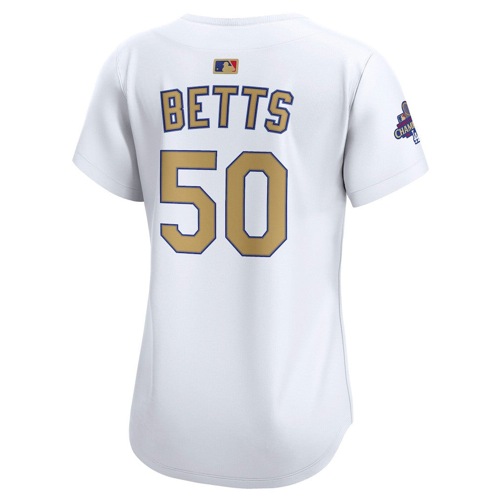 Mookie Betts 50 Los Angeles Dodgers Women's 2025 Gold Collection Limited Jersey - White