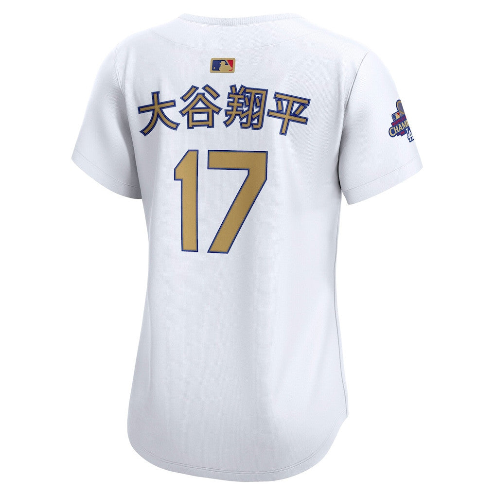 Shohei Ohtani 17 Los Angeles Dodgers Women's 2025 Gold Collection Kanji Limited Jersey - White