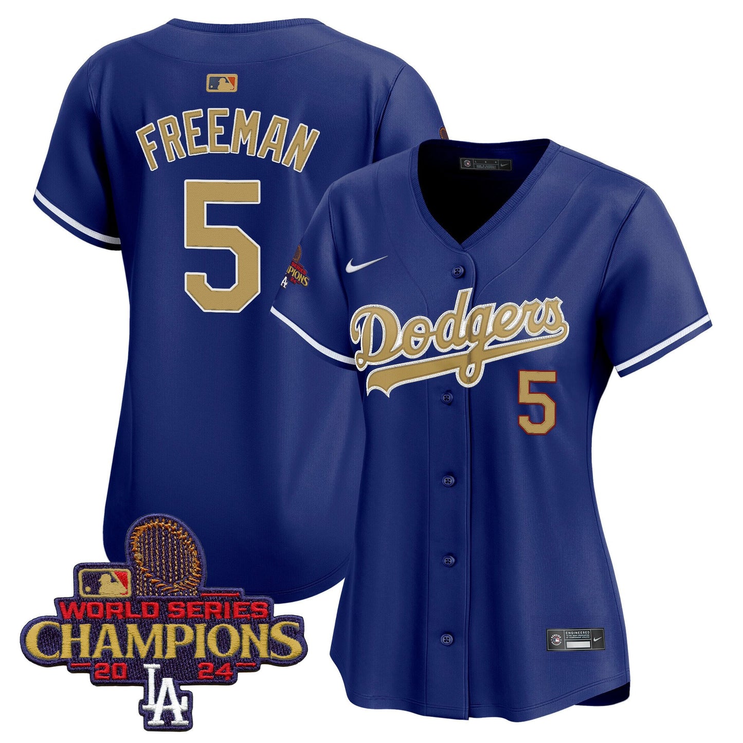 Freddie Freeman 5 Los Angeles Dodgers Women's 2025 Gold Collection Limited Jersey - Royal