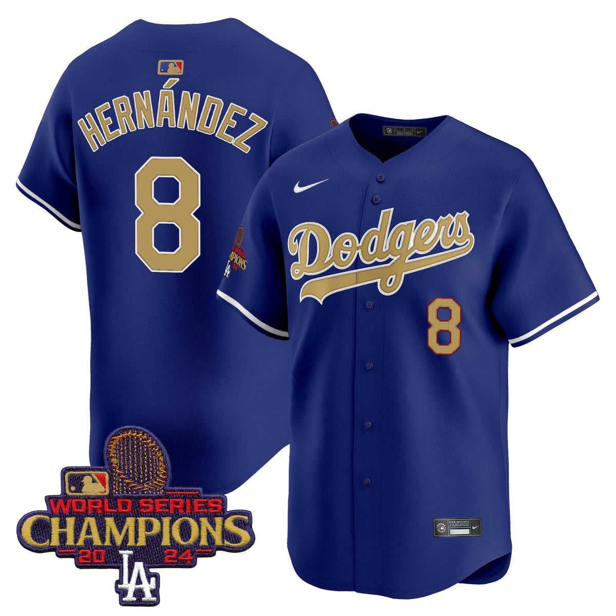 Kike Hernández 8 Los Angeles Dodgers 2025 Gold Collection Limited Men Jersey - Royal