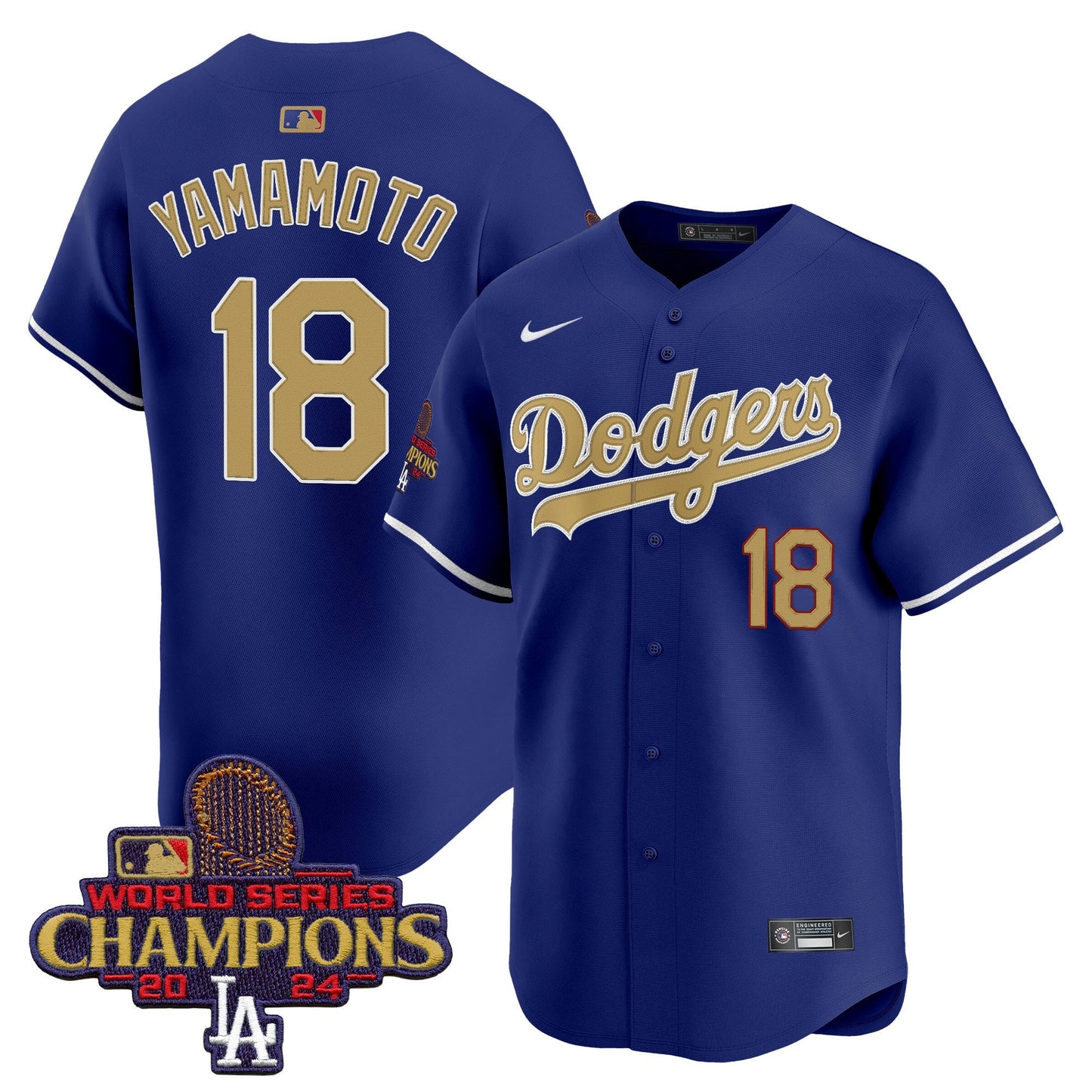 Yoshinobu Yamamoto 18 Los Angeles Dodgers 2025 Gold Collection Limited Men Jersey - Royal