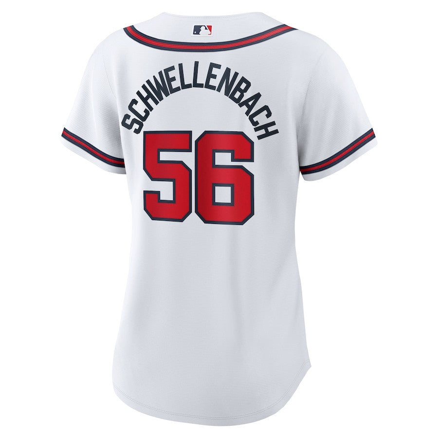 Spencer Schwellenbach 56 Atlanta Braves Women's Home Jersey - White