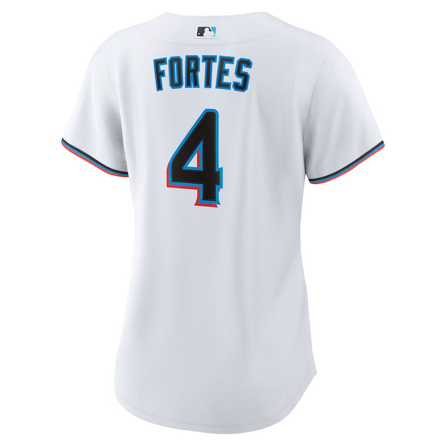 Nick Fortes 4 Miami Marlins Women's Home Jersey - White