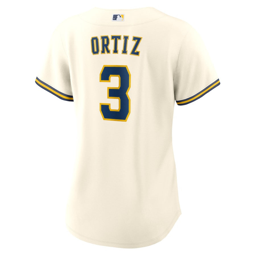 Joey Ortiz 3 Milwaukee Brewers Women's Home Jersey - Cream