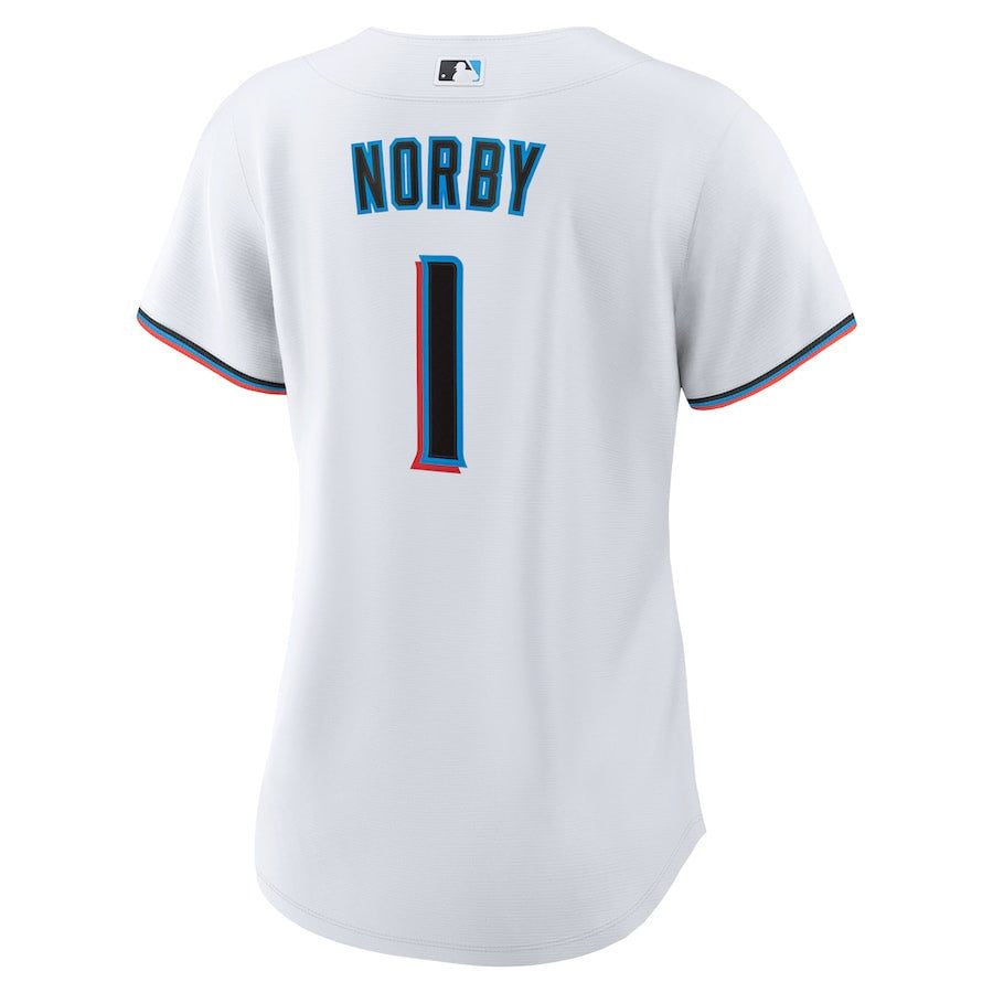 Connor Norby 1 Miami Marlins Women's Home Jersey - White