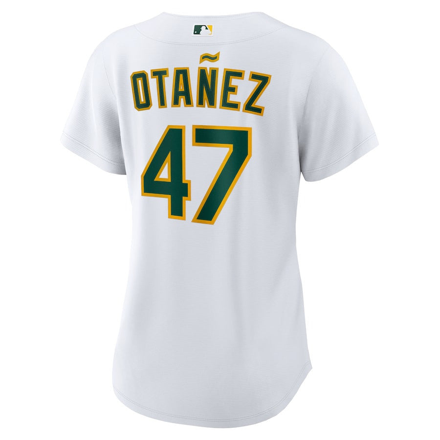 Michel Otañez 47 Athletics Women's Home Jersey - White