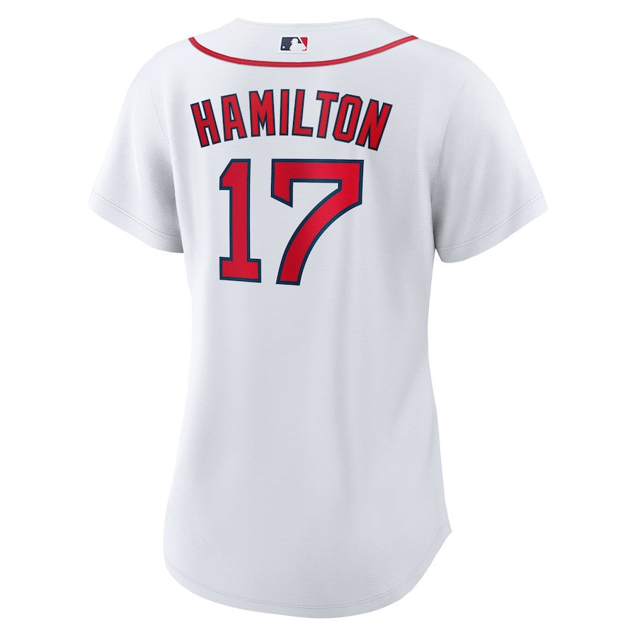 David Hamilton 17 Boston Red Sox Women's Home Jersey - White