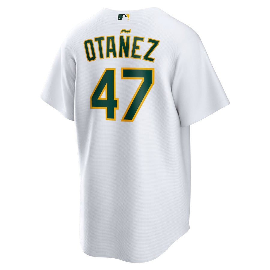 Michel Otañez 47 Athletics Home Men Jersey - White