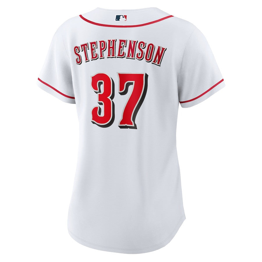 Tyler Stephenson 37 Cincinnati Reds Home Women Jersey - White