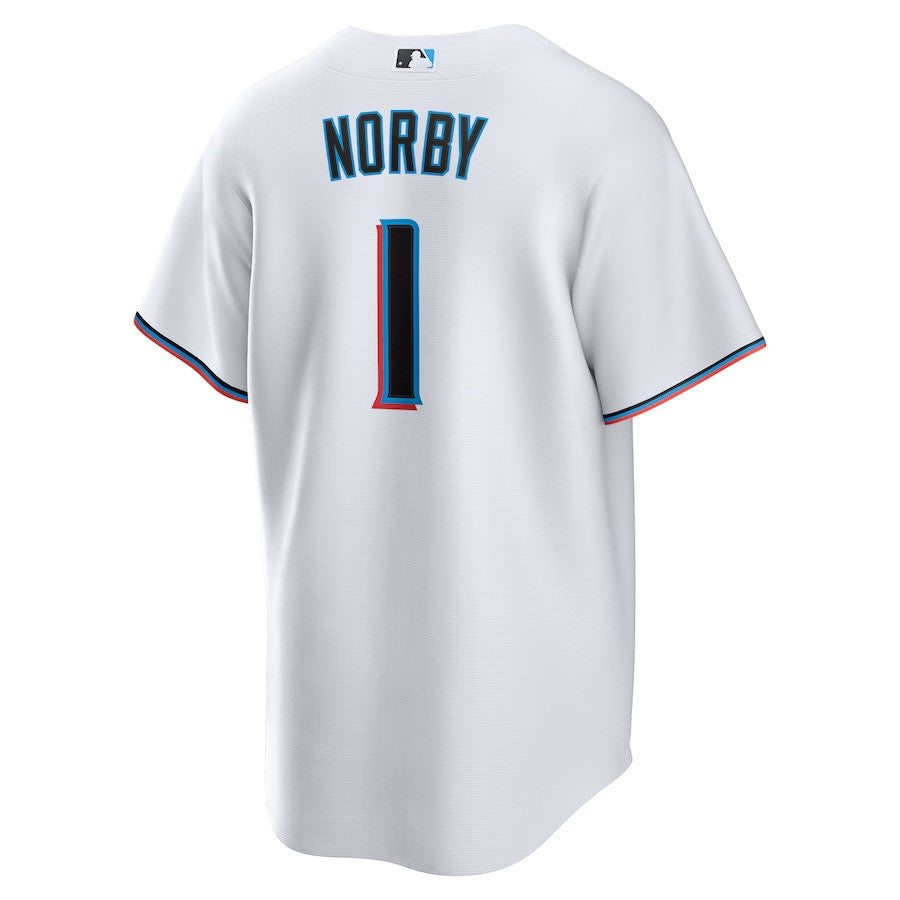 Connor Norby 1 Miami Marlins Home Men Jersey - White