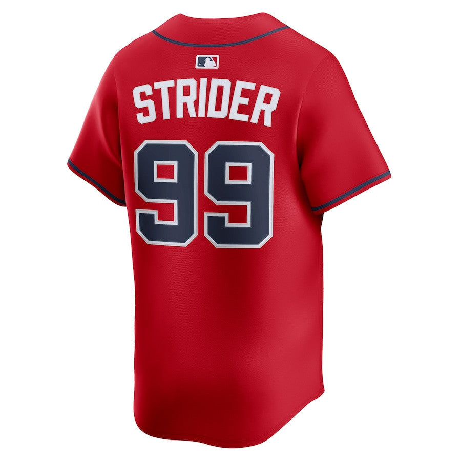 Spencer Strider 99 Atlanta Braves Alternate Limited Player Men Jersey - Red