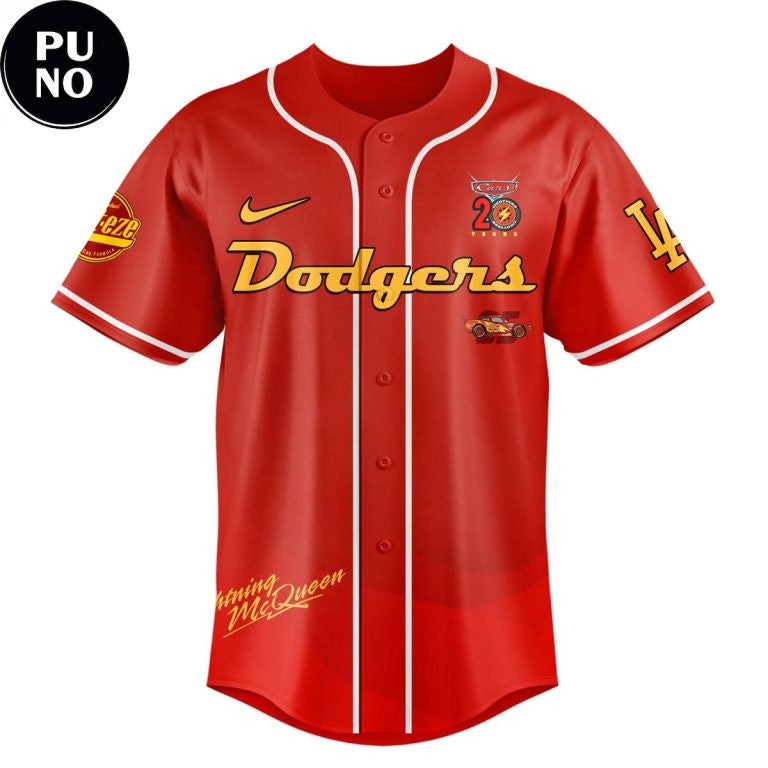 Los Angeles Dodgers x Disney Cars Lightning McQueen 20th Anniversary Baseball Jersey
