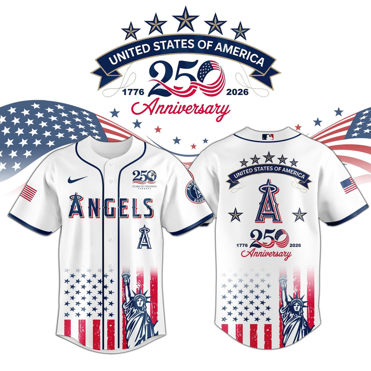 Los Angeles Angels special America's 250th Anniversary Limited Edition 3D Baseball Jersey