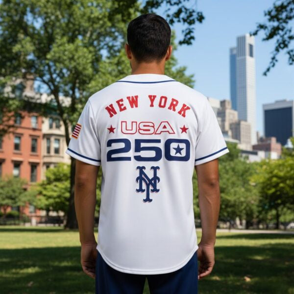 New York Mets Celebration 250th Anniversary of the United States 3D Baseball Jersey - White