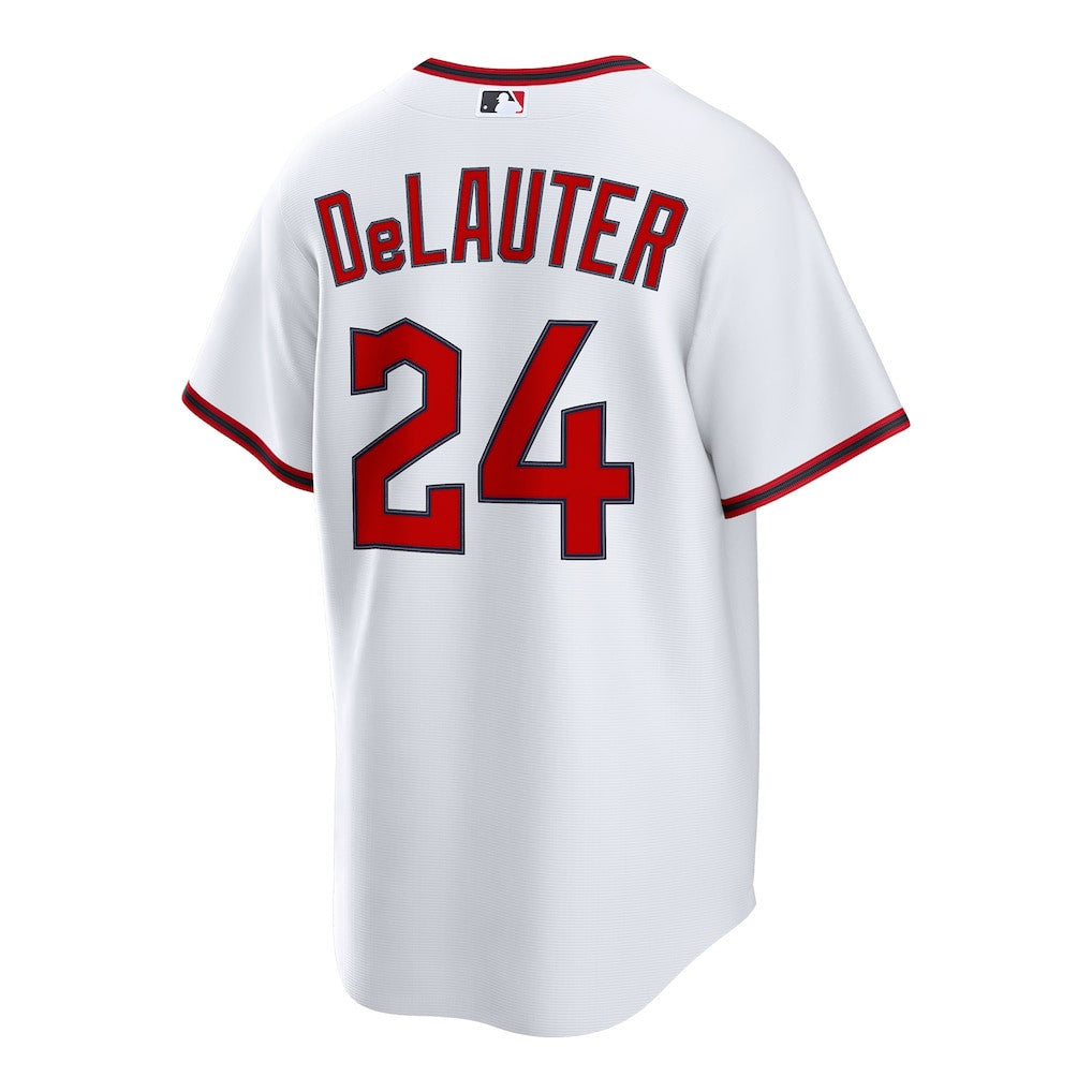 Chase DeLauter 24 Cleveland Guardians Home Men Jersey - White