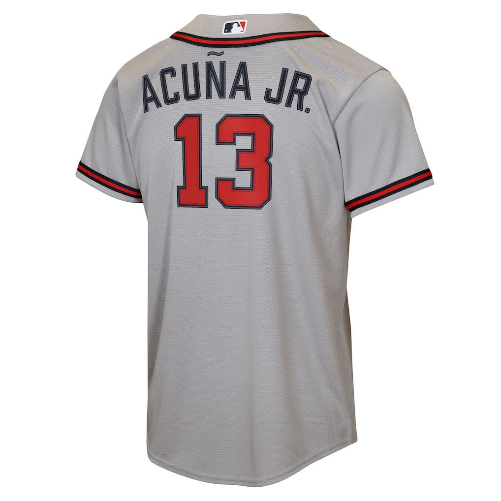 Ronald Acuña Jr. 13 Atlanta Braves Road YOUTH Jersey - Gray