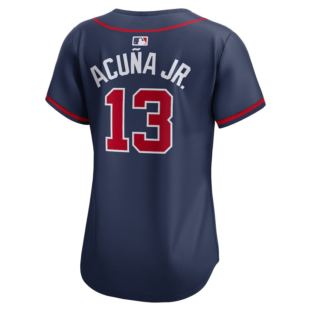 Ronald Acuña Jr. 13 Atlanta Braves Women's Alternate Limited Player Jersey – Navy