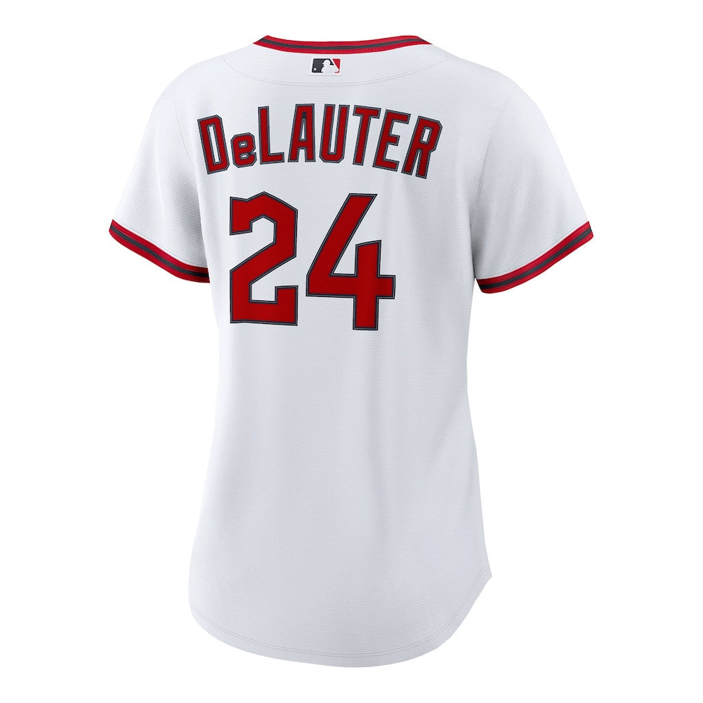Chase DeLauter 24 Cleveland Guardians Women's Home Jersey - White