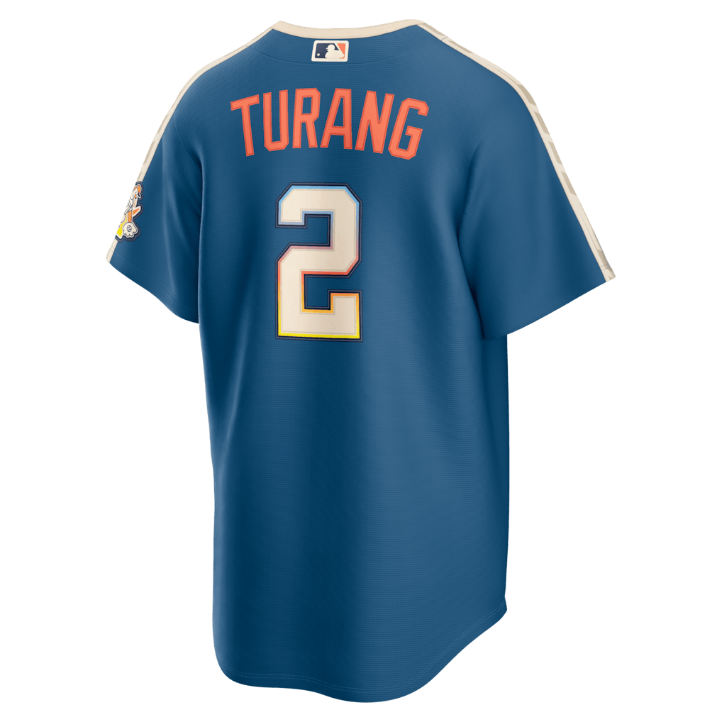 Brice Turang 2 Milwaukee Brewers 2026 City Connect Jersey - Men, Mineral Blue