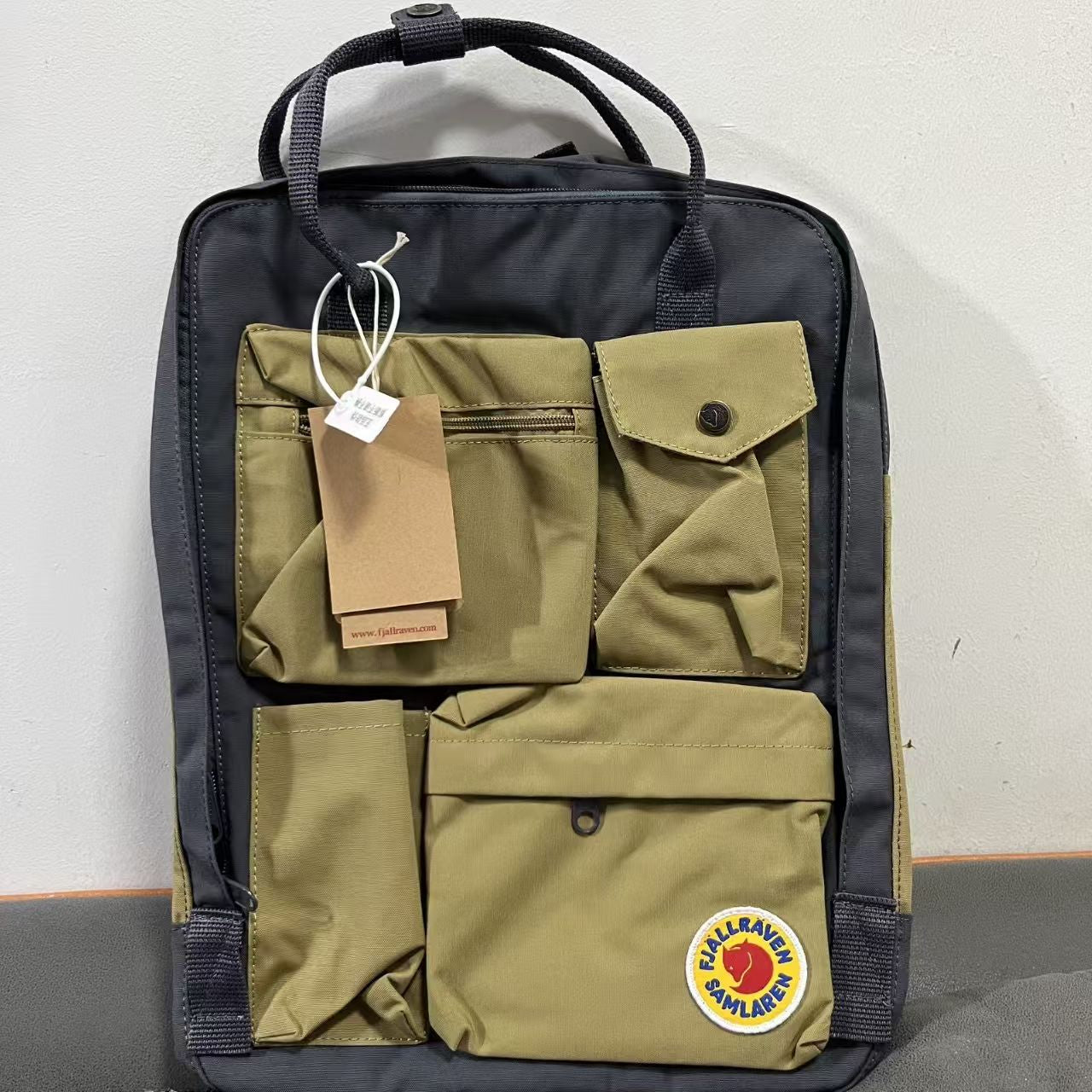 Fjallraven Kanken Backpack Graphite Grey With Khaki