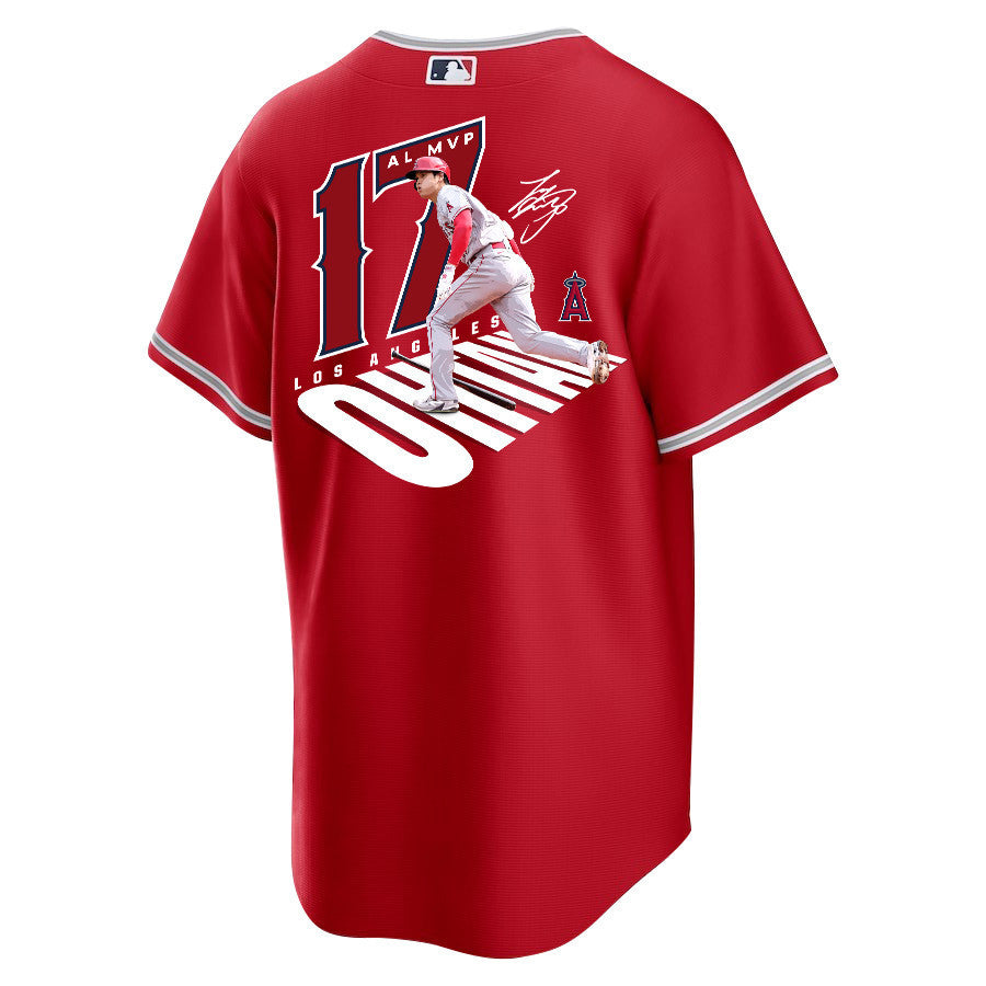 Shohei Ohtani 17 Los Angeles Angels Signed Number 2023 Alternate Player Men Jersey - Red