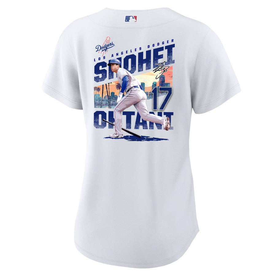 Shohei Ohtani 17 Los Angeles Dodgers Signed Homerun 2023 Home Women Jersey - White