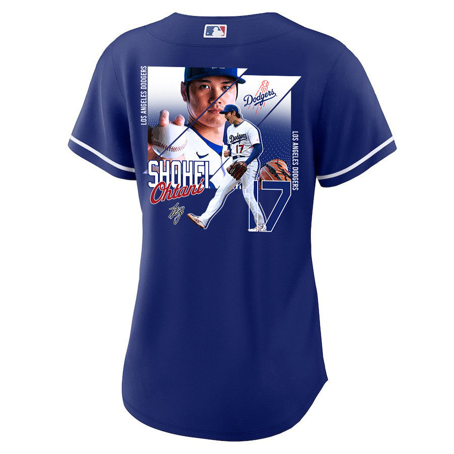 Shohei Ohtani 17 Los Angeles Dodgers Signed Greatest Sho On Earth Alternate Women Jersey - Royal