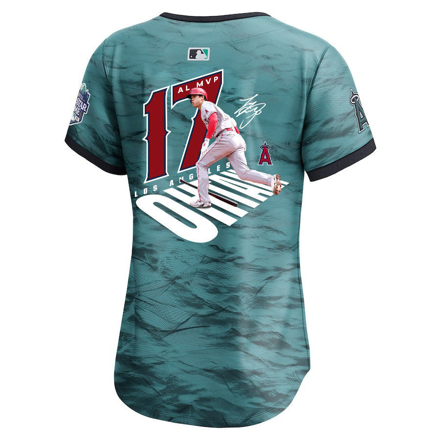 Shohei Ohtani 17 Los Angeles Angels Signed Number 2023 All-Star Game Limited Player Women Jersey - Teal