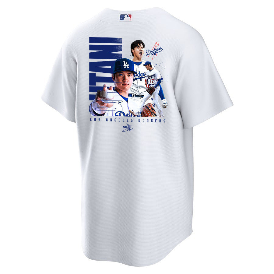 Shohei Ohtani 17 Los Angeles Dodgers Signed Name 2023 Home Men Jersey - White
