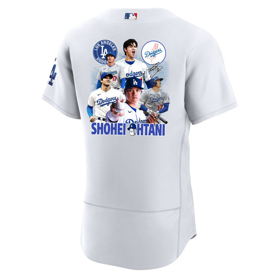 Shohei Ohtani 17 Los Angeles Dodgers Signed Sho King 2023 Home ELITE Jersey - Men White Jersey