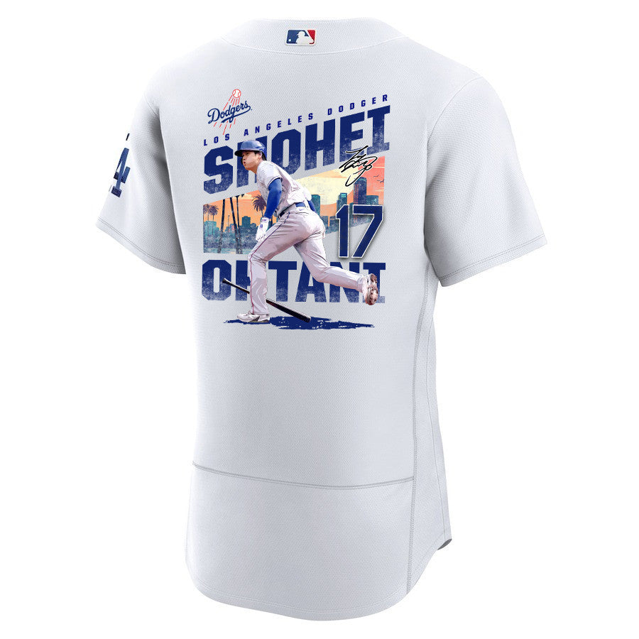 Shohei Ohtani 17 Los Angeles Dodgers Signed Homerun 2023 Home ELITE Men Jersey - White