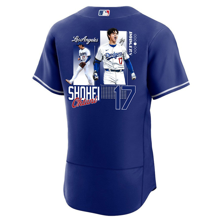 Shohei Ohtani 17 Los Angeles Dodgers Signed Welcome To The Sho 2023 Alternate ELITE Men Jersey - Royal