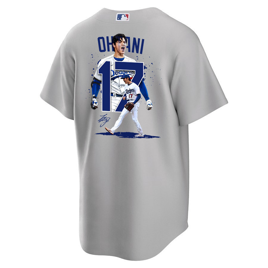 Shohei Ohtani 17 Los Angeles Dodgers Signed Number 2023 Road Men Jersey - Gray