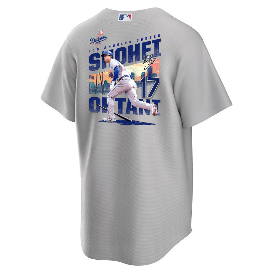 Shohei Ohtani 17 Los Angeles Dodgers Signed Homerun 2023 Road Men Jersey - Gray