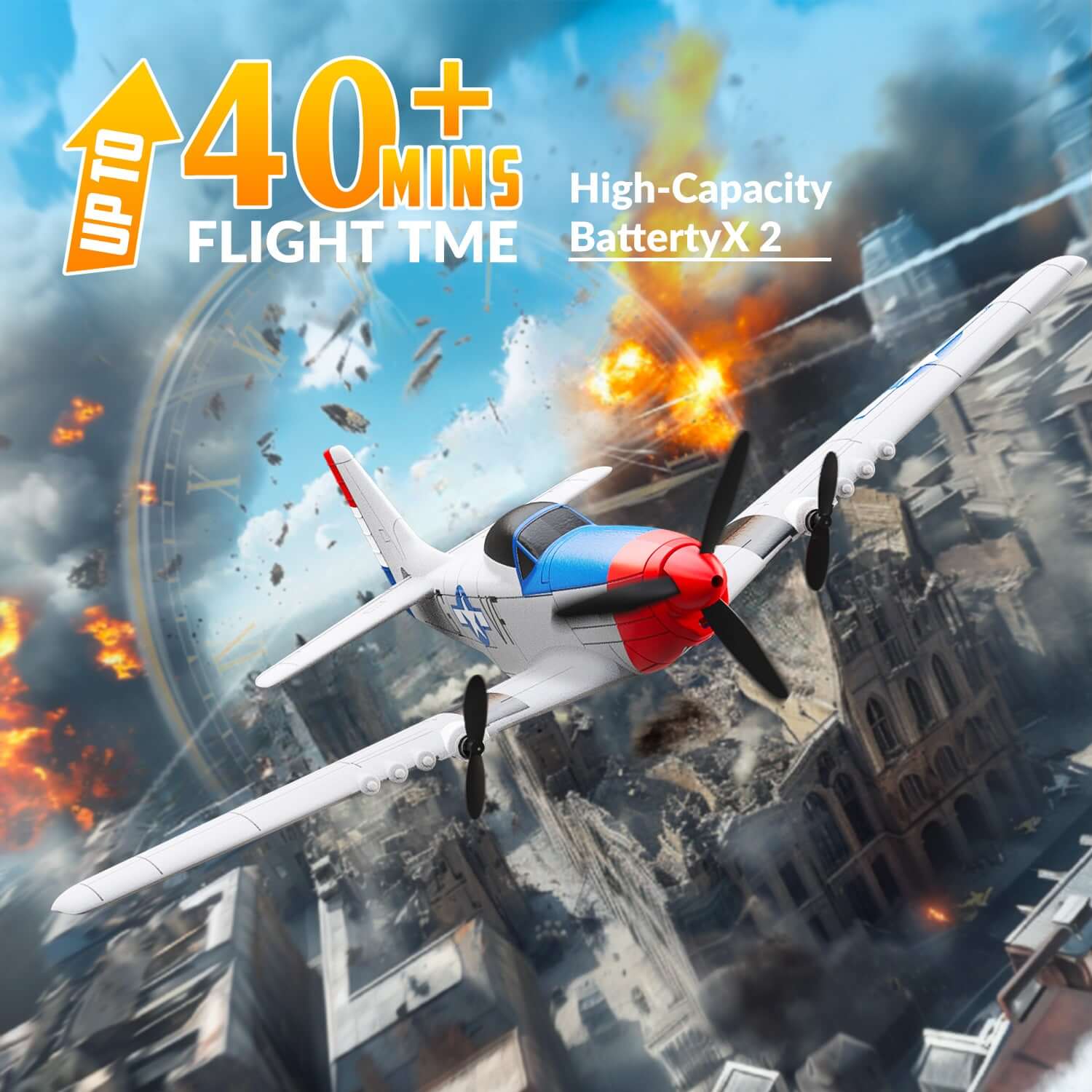Volantex RC P51D 3CH RTF Airplane with Gyro – Beginner-Friendly RC Plane