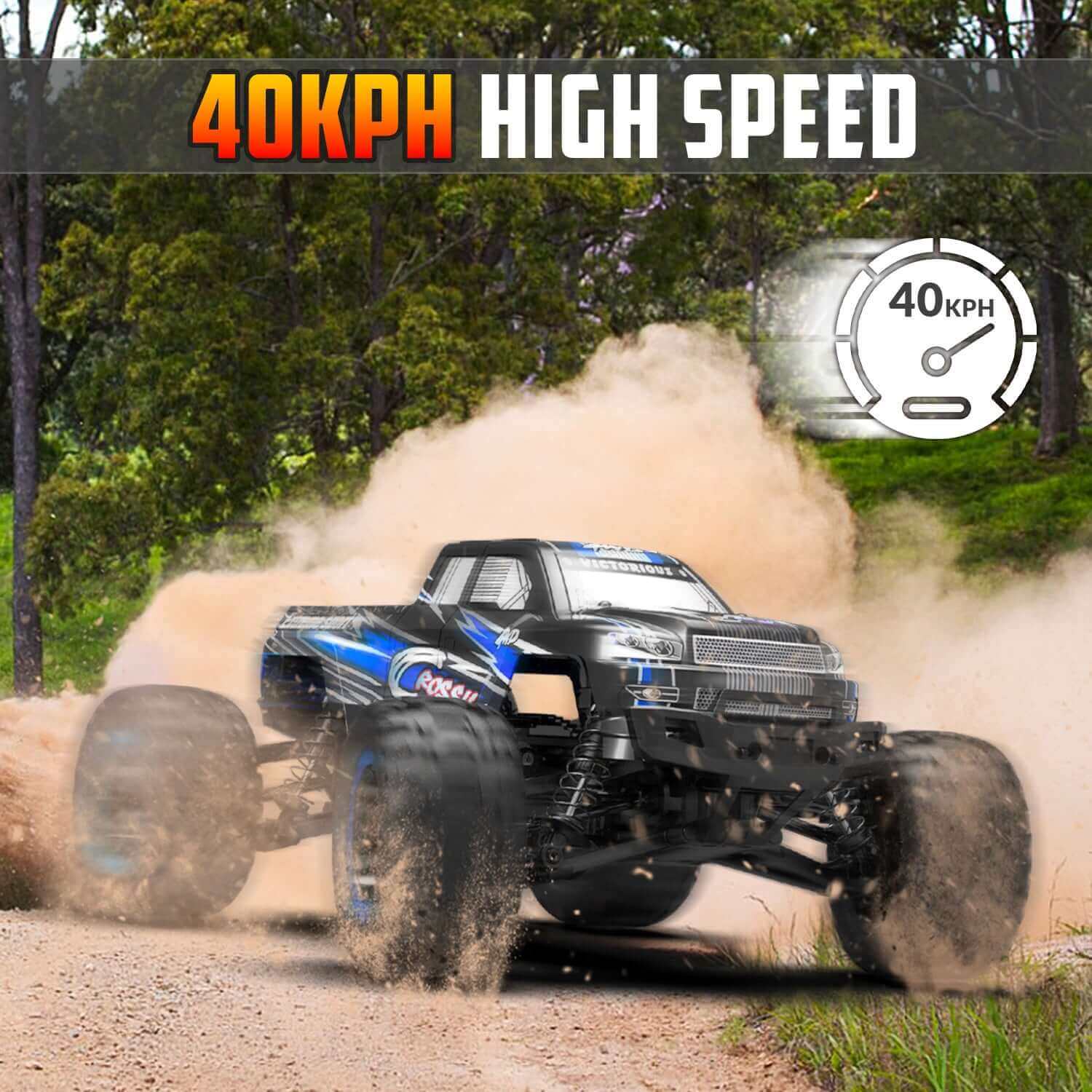 Racent Crossy 1/16 Scale 4x4 RC Monster Truck - 30mph Fast, High Speed, Off Road