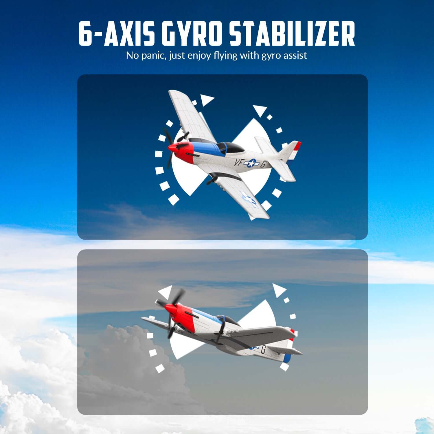 Volantex RC P51D 3CH RTF Airplane with Gyro – Beginner-Friendly RC Plane