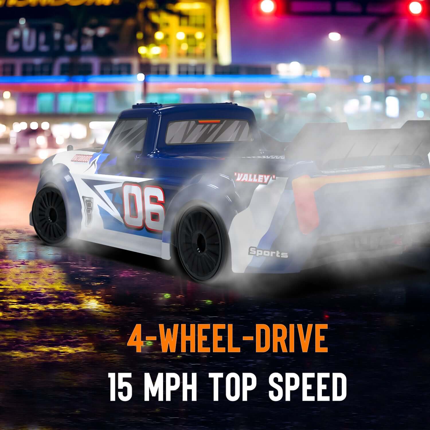 Racent 1:14 Drift RC Car for Kids, 4WD 2.4Ghz with LED Lights, Dual Battery