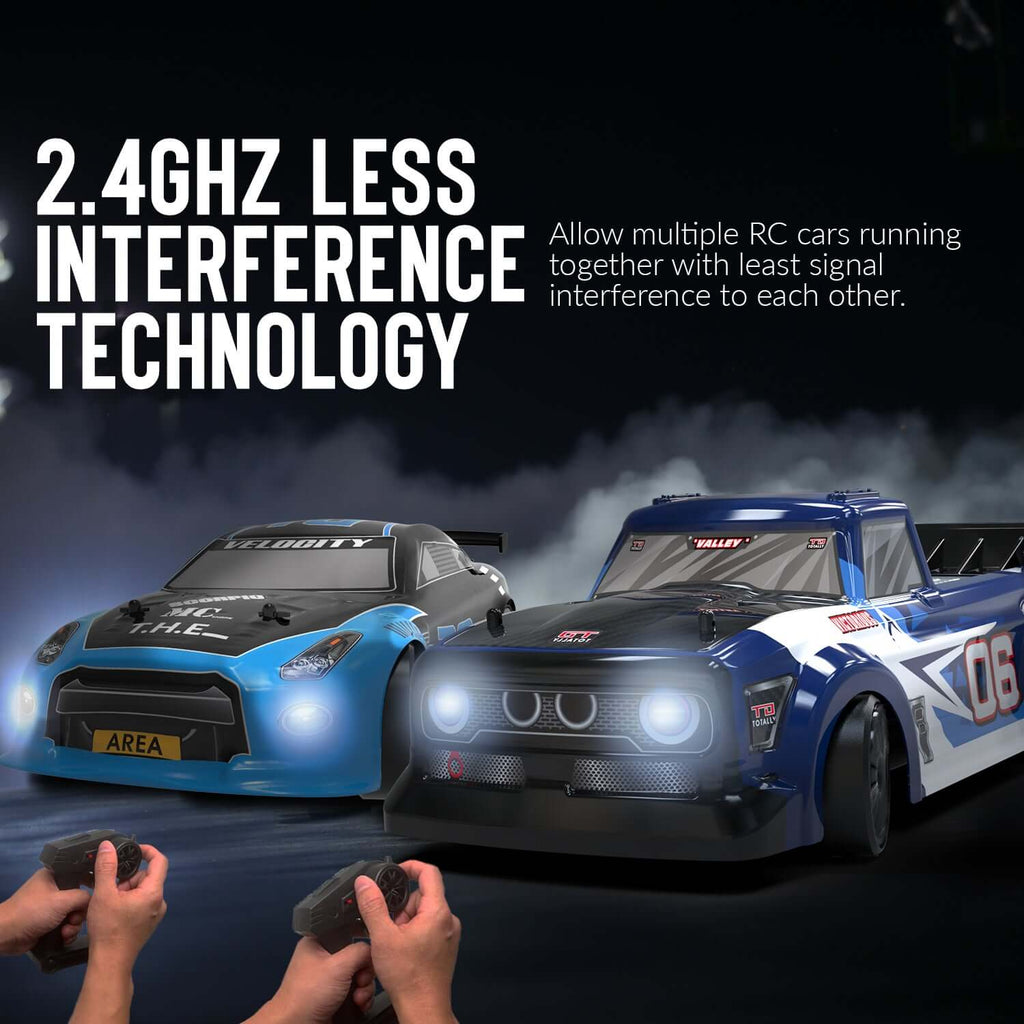 Racent 1:14 Drift RC Car for Kids, 4WD 2.4Ghz with LED Lights, Dual Battery