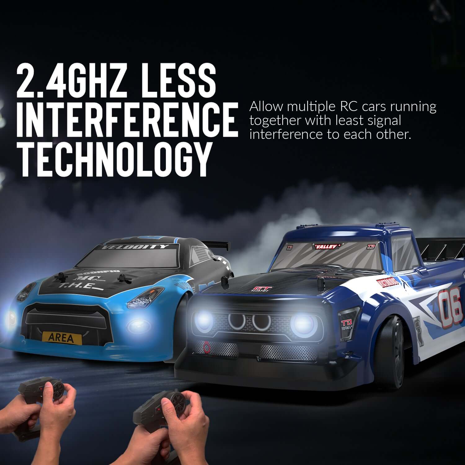 Racent 1:14 Drift RC Car for Kids, 4WD 2.4Ghz with LED Lights, Dual Battery