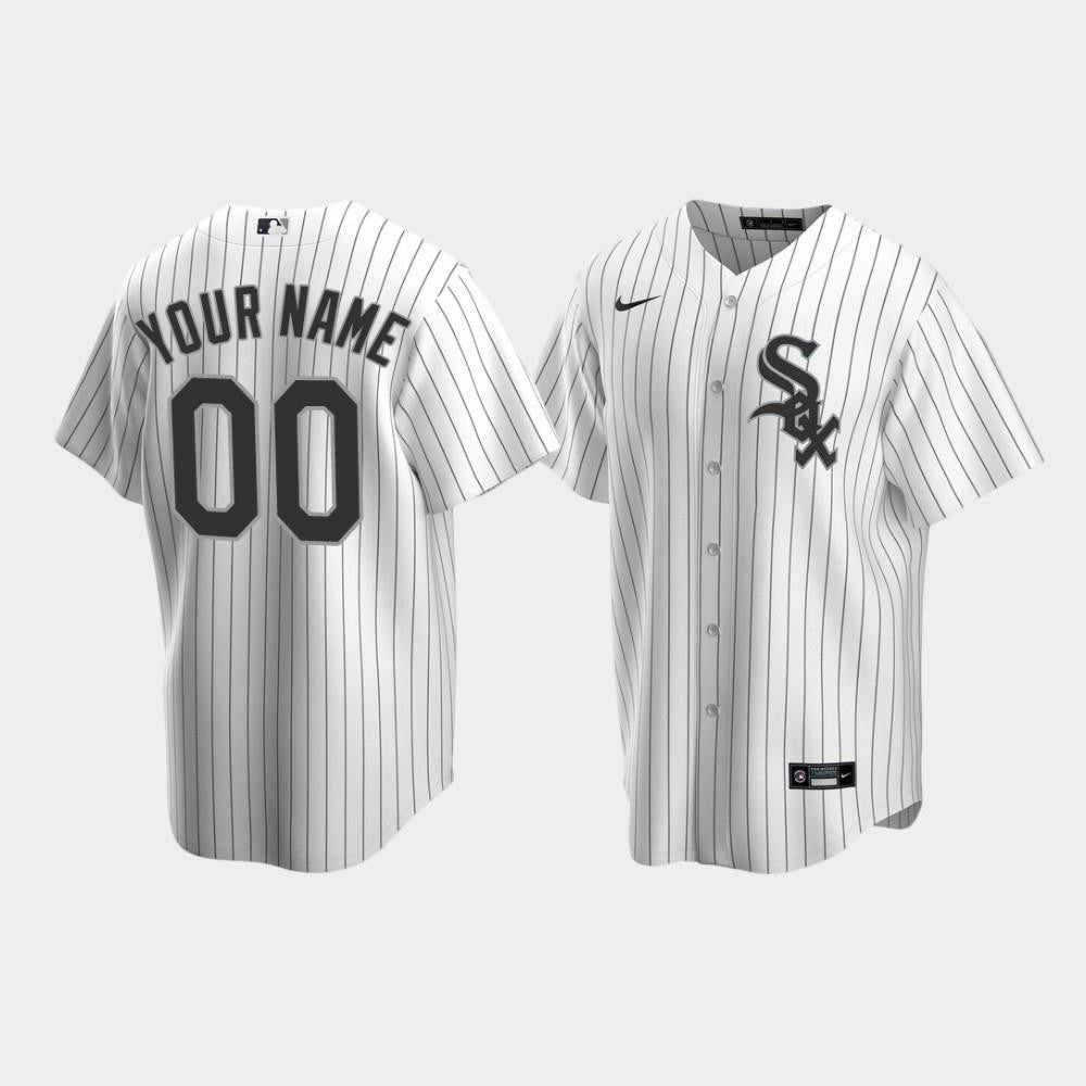 Men's Chicago White Sox 00 Custom White Home Jersey Jersey