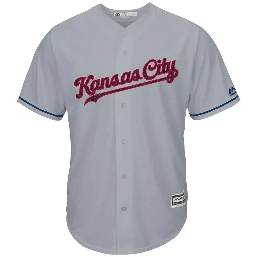 Lorenzo Cain Kansas City Royals Fashion Stars And Stripes Cool Base Player Jersey - Gray