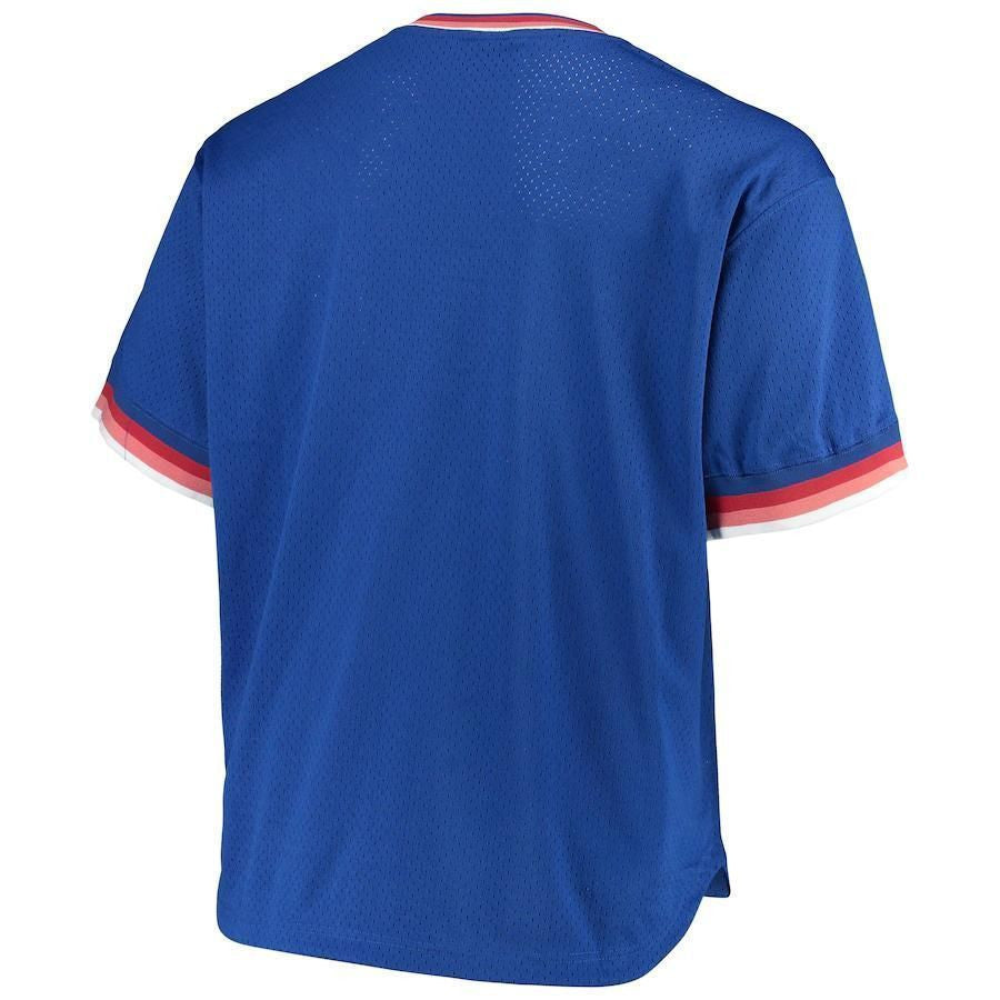 Atlanta Braves Mitchell And Ness Big And Tall Cooperstown Collection Mesh Wordmark V-neck Jersey - Royal