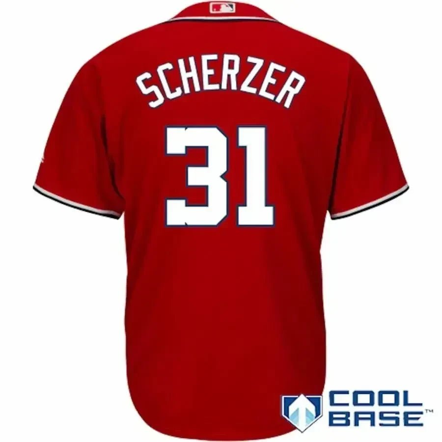 Max Scherzer Washington Nationals Cool Base Player Jersey - Scarlet