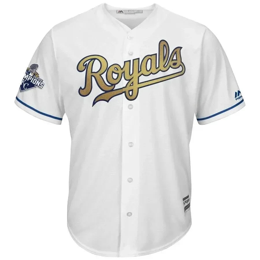 Lorenzo Cain Kansas City Royals World Series Champions Gold Program Cool Base Player Jersey - White